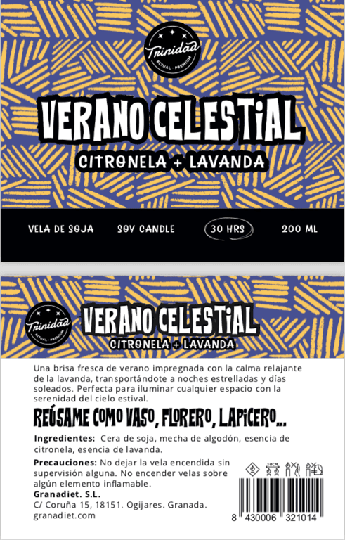 Trinidad Vela Vaso Verano Celestial 200ml