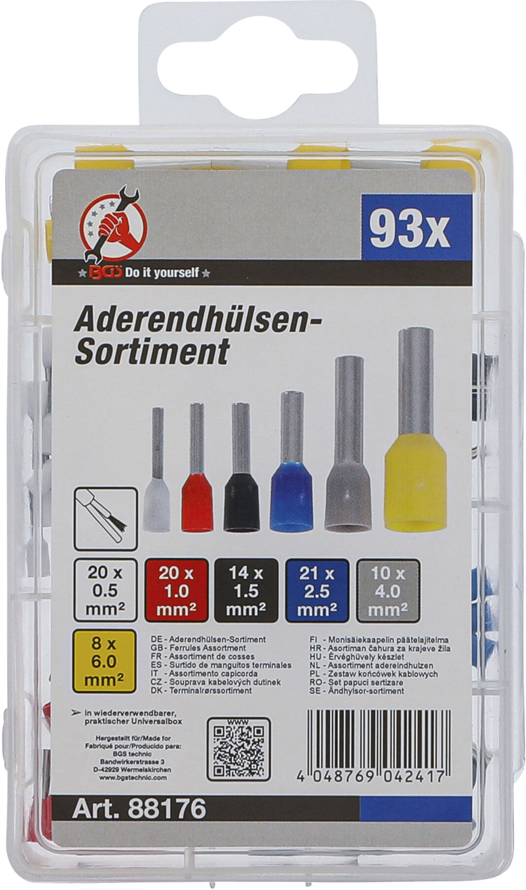 BGS Do it yourself Aderendhülsen-Sortiment 88176, isoliert, 93-tlg.)