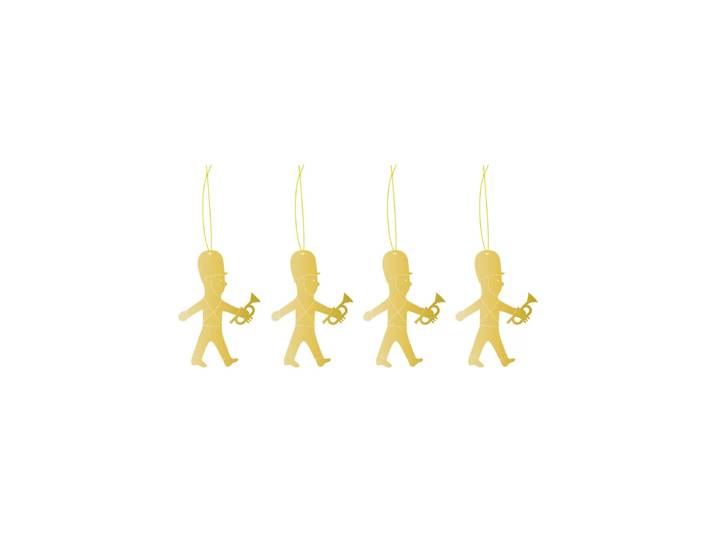 Cooee Design Cooee Décoration de Noël Laiton Lot de 4 Trumpet boy