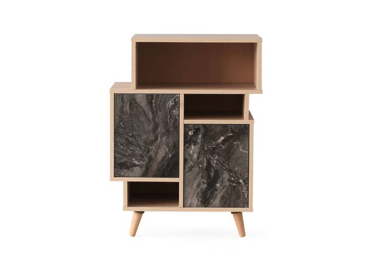 Etagère bibliothèque design marbré L. 70 x H. 90 cm gris