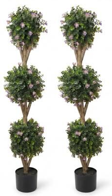 Garvee 47.2 Inch Artificial Topiary Ball Tree with Pot - Faux Boxwood Topiary Trees Outdoor UV Resistant