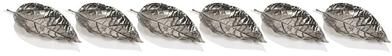 Zodax Antique Pewter Decorative Tray, Osage Orange Leaf Design (Set of 6)
