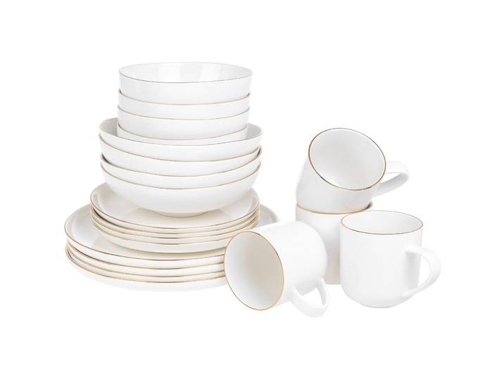 Geschirr-Set FURBER 20-teilig Weiss/Gold - Farbe: gold, weiss - Geschirr-Set 20-tlg.