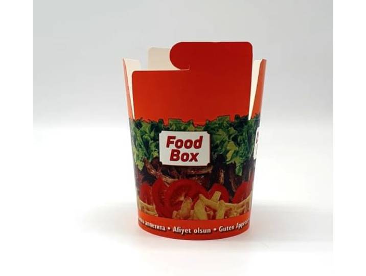 GLOBAL MASTER Döner Box Foodbox Nudelbox Pappe Lunchbox, 500 Stück, 750ml, 26oz, rund, faltbar