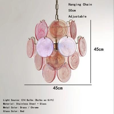 Inspired Living Italian Red Cloud Glass Pendant Lights Designer Ceiling Lamp For Dining Room & Home Interior 45cm remote Dimmable brass Metal