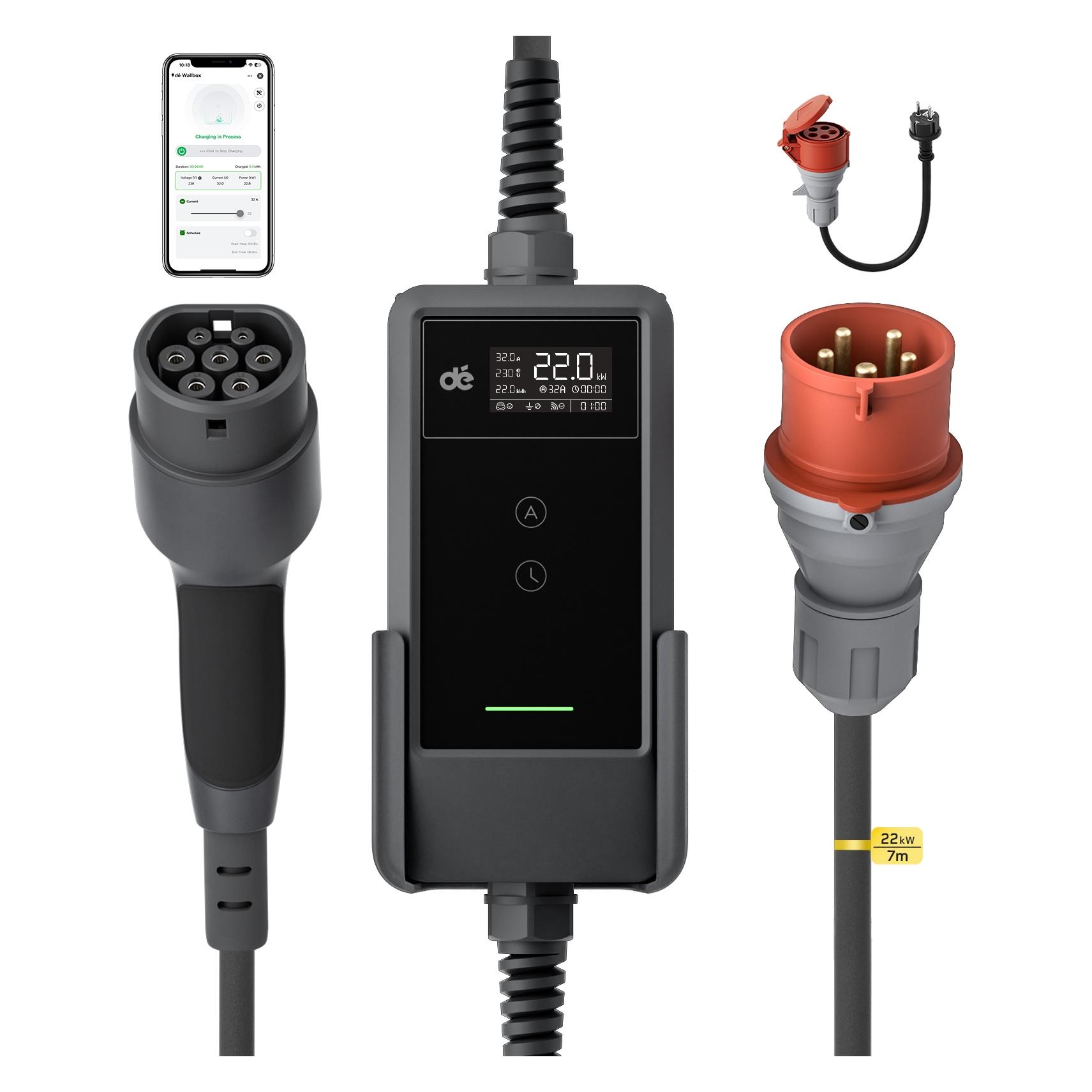 NoName d 22-kW-Tragbares Ladegerät mit 7 m langem Kabel (APP-Version) (Typ 2, 22 kW) (73427748)