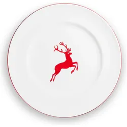 Gmundner Keramik Rubinroter Hirsch, Teller, Rot
