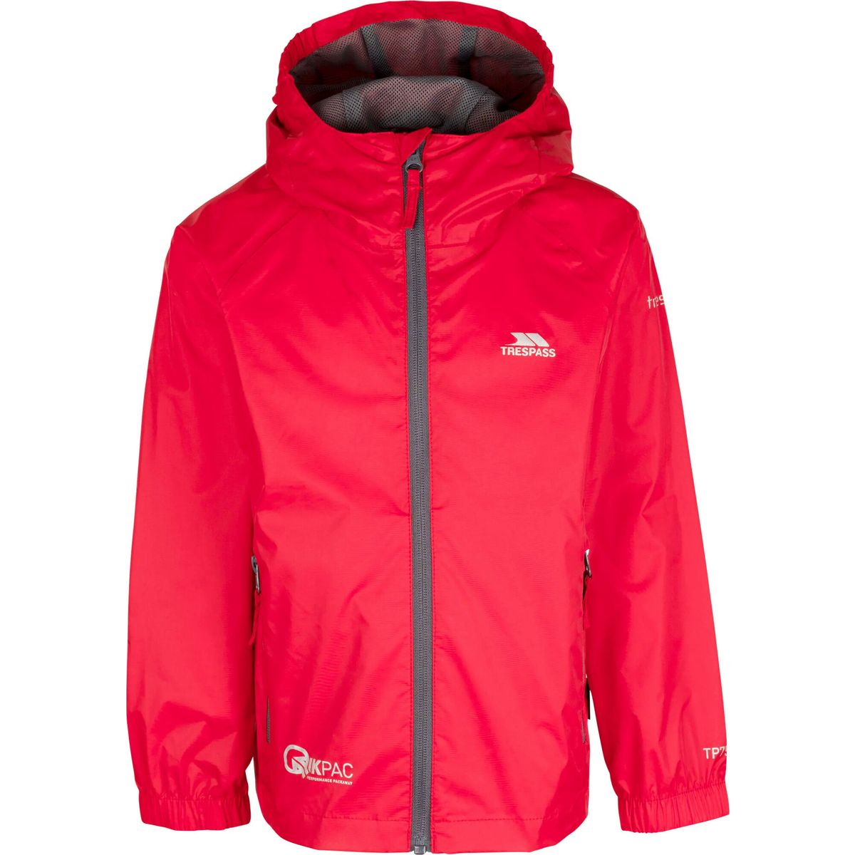 Trespass Qikpac Jacket - Unisex Kids Packaway Jacket red (RED) 10 UCJKRAI10003_RED_10