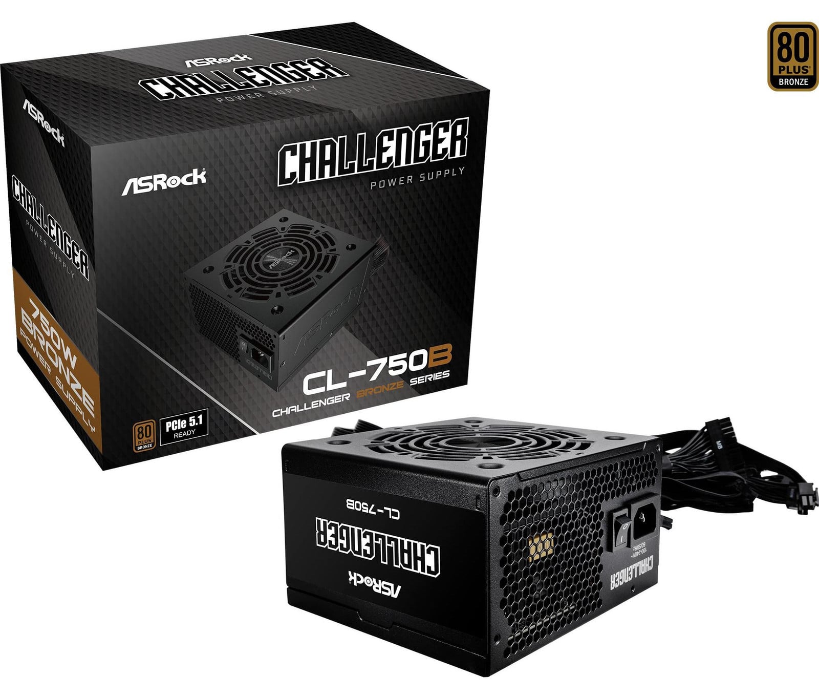 ASRock CHALLENGER 750W 80 Plus Bronze Power Supply