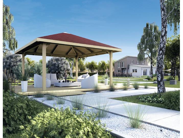 Pavillon WEKA Paradies 2 , braun, B/H/T: 380cm x 299cm x 380cm, Pavillons, Pavillon, BxT: 380x380 cm