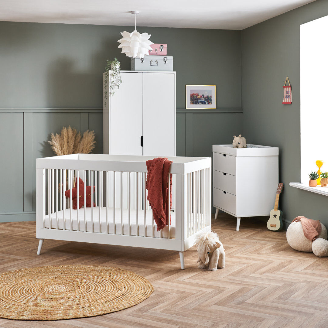 Obaby Maya Cot Bed 3 Piece Nursery Furniture Set Nordic White 70 x 140 cm