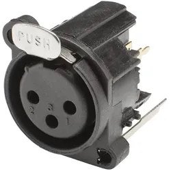 HICON XLR, 3-pol , Kunststoff-, Printtechnik vertikal-Einbaubuchse, Type A, schwarz