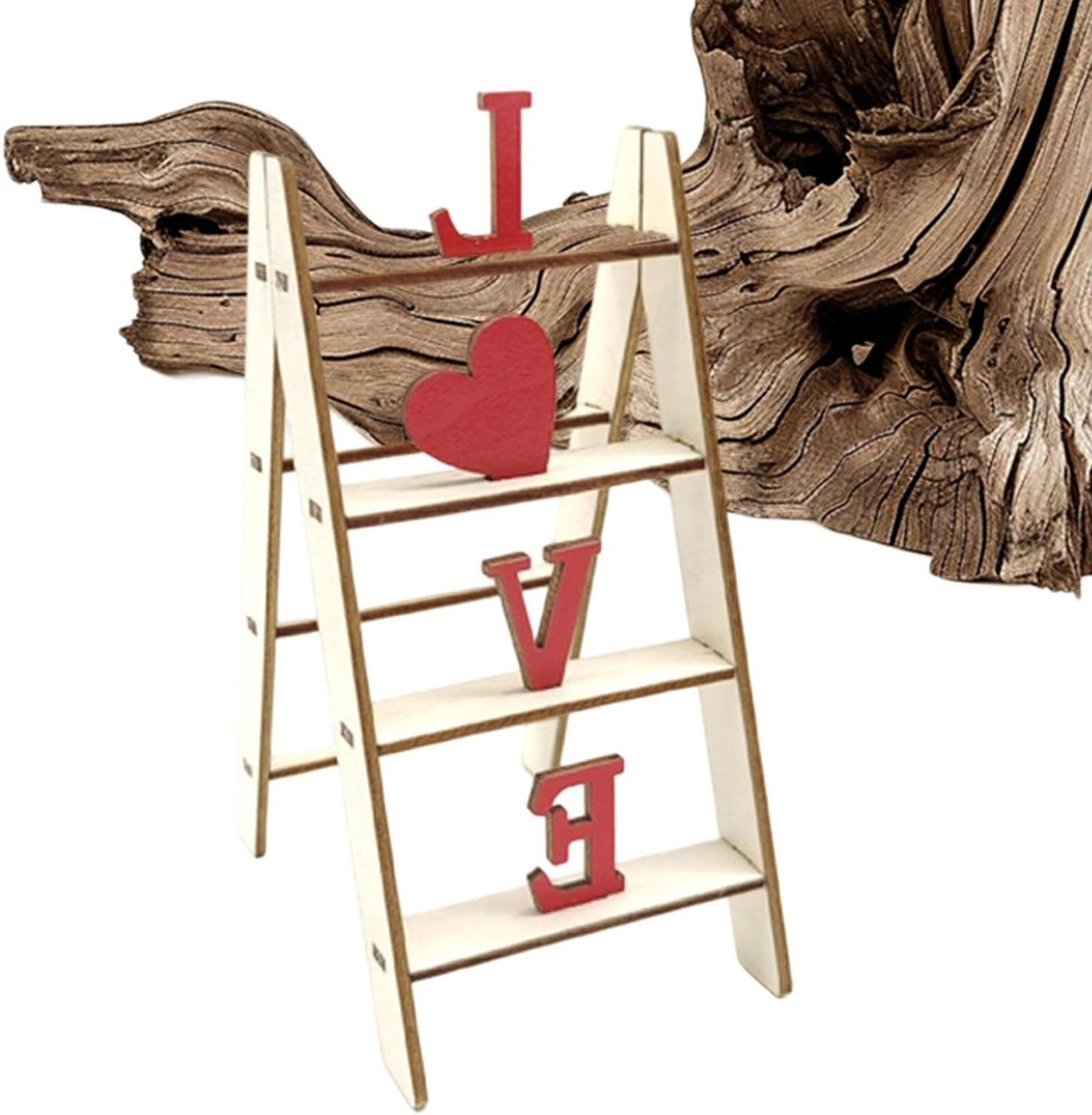 Houten decoratieve ladder met liefde teken voor op tafel