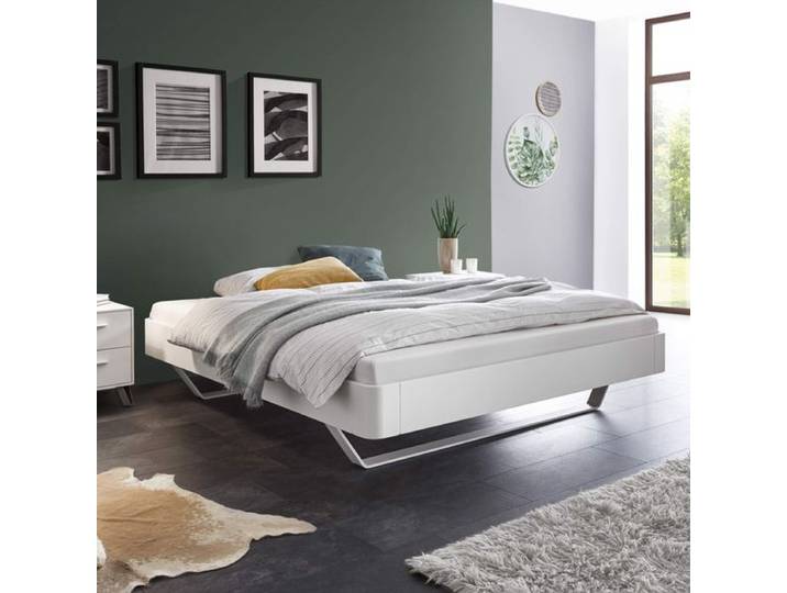 Bett Cilona ohne Kopfteil 140x200 cm Weiß modern
