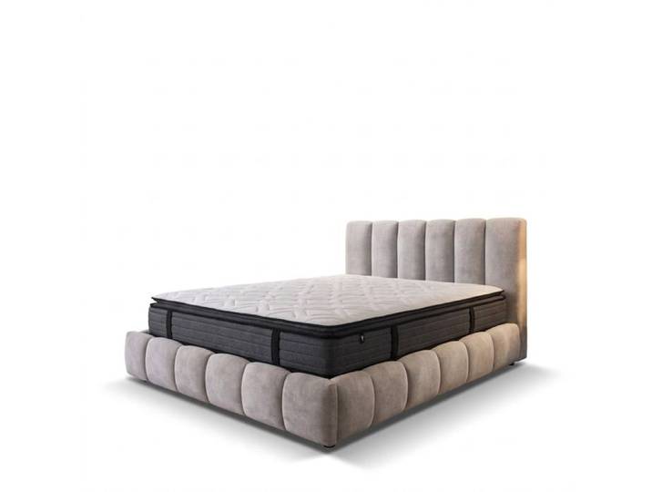 Ensemble lit coffre Everest et matelas Nirvana 140x190 - Tissu Chenille Gris