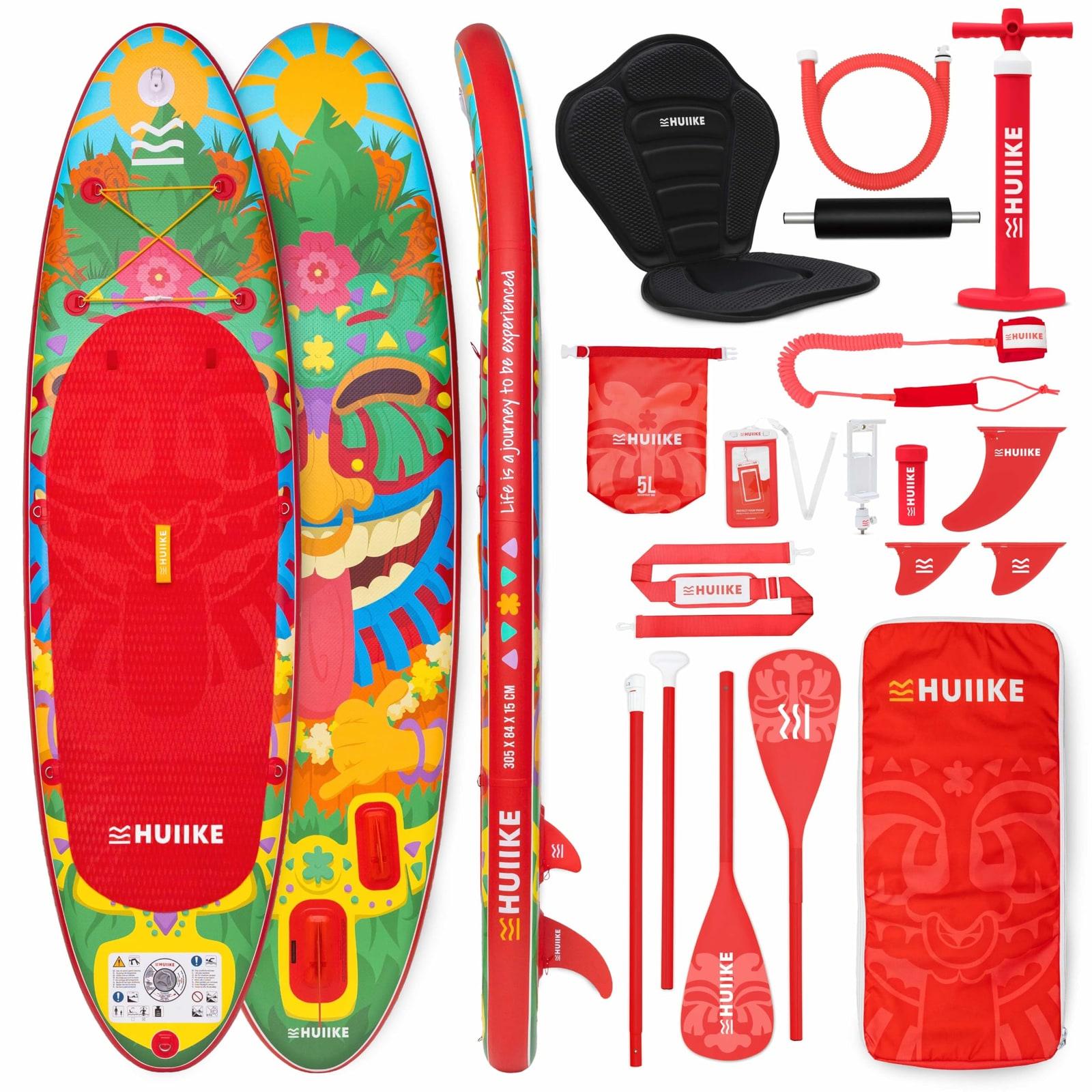 Aufblasbares SUP Board Stand Up Paddle Board - 10 Fuß - Bis 130 kg - Mit Zubehör - Paddelbrett für Flüsse und Seen