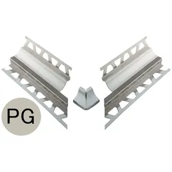 Schlüter Systems DILEX-HKS-E/E 90° Vorgeschnittene Ecke 90° Höhe = 12 mm, Installationshöhe = 11 mm Edelstahl V2A PG - Pastellgrau Höhe: 12 mm