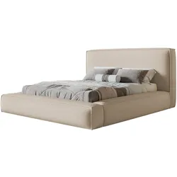 BETT 160x200 - Polsterbett mit Bettkasten und Metallrahmen - Modern Bett - Eleganter Catch-Me-Stoff - Kollektion Luna Maxi - Beige