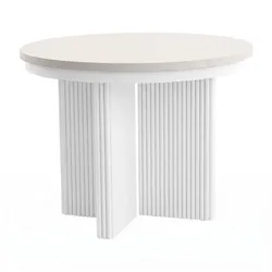 ESSTISCH Prestige runder Design-Tisch, ausziehbar Ø 100–180 cm, Kaschmir+Weiß