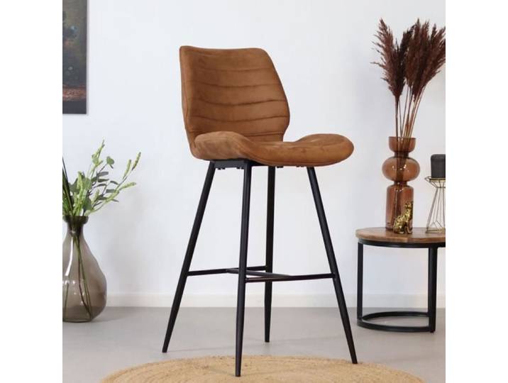 Morris Tabouret De Bar Industriel Marron Microfibre