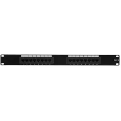 Exertis Connect Patchfeld, Cat.6, 16 Port, UTP, 1 HE, 48,30cm (19"), schwarz Cat. 6 Patchfeld mit 16 Ports, Server Zubehör, Schwarz