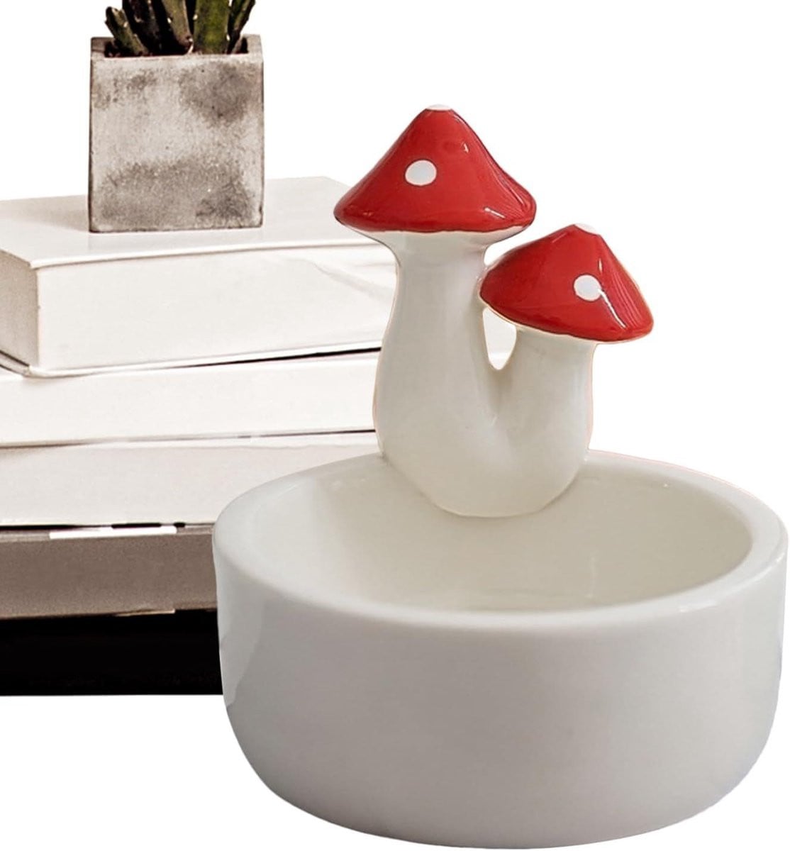 Meerkleurige keramische paddenstoel kandelaar voor tealights - 8 x 7 cm