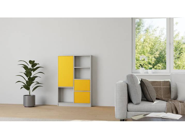 Graues Regal mit bunten Türen Premium Dekore Grau
