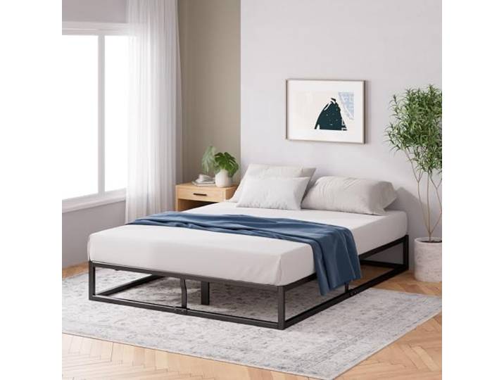Zinus Joseph Bettgestell 180x200cm - Metallbett 180x200 mit Lattenrost aus Holz - 25 cm Hohe Plattform mit Freiraum Darunter - Kompakte Verpackung & Einfache Montage - Schwarz