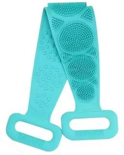Uplift Picks FlexClean Silicone Back Scrubber Shower Belt With Exfoliating Massage Brush green