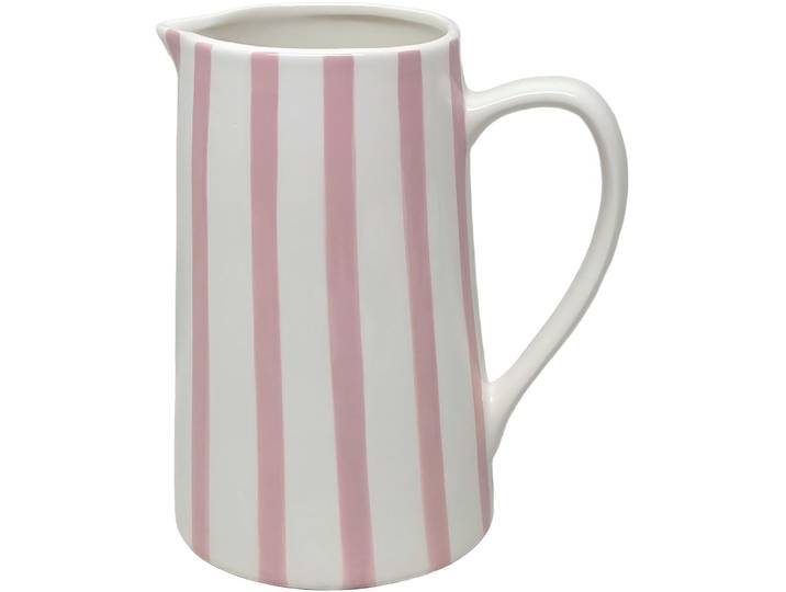 Krug Stripes rosa / weiss Keramik B 18 cm H 21.5 cm 2 l