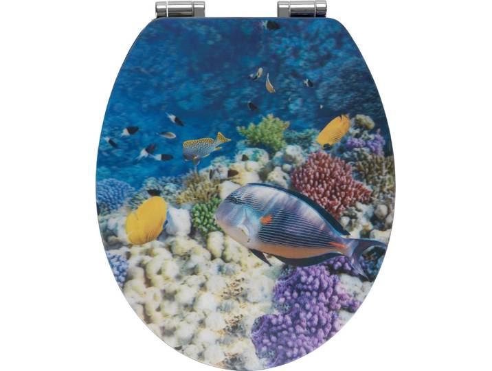 WENKO WC-Sitz Fische 3D-Effekt Klodeckel Toilettensitz Absenkautomatik Bad WC