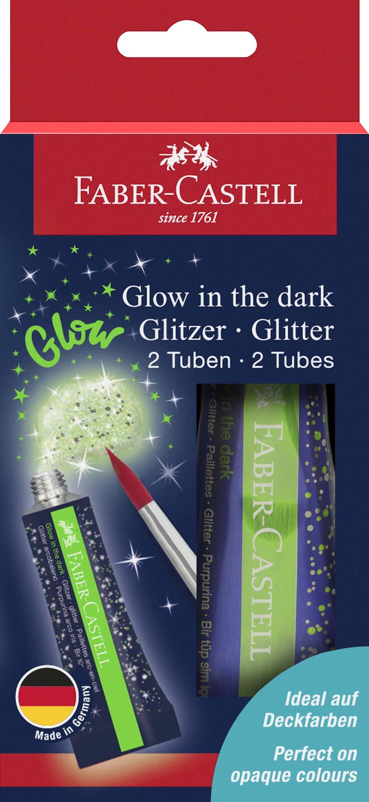 FABER-CASTELL Glitzer Glow in the dark Bastelkleber 2 x 12,0 g 125092