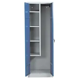 Gürkan Putzmittelschrank, Stahl, auf Sockel, 60 x 180 cm grau, 60x180x50 cm
