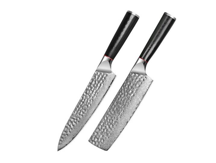 KingLux Messer-Set 2tlg.Damastmesser Set Chefmesser Nakirimesser Damaststahl (2-tlg)