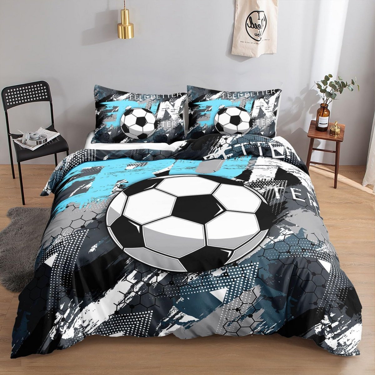 Voetbal Beddengoed Set voor Jongens en Meisjes met Graffiti Print