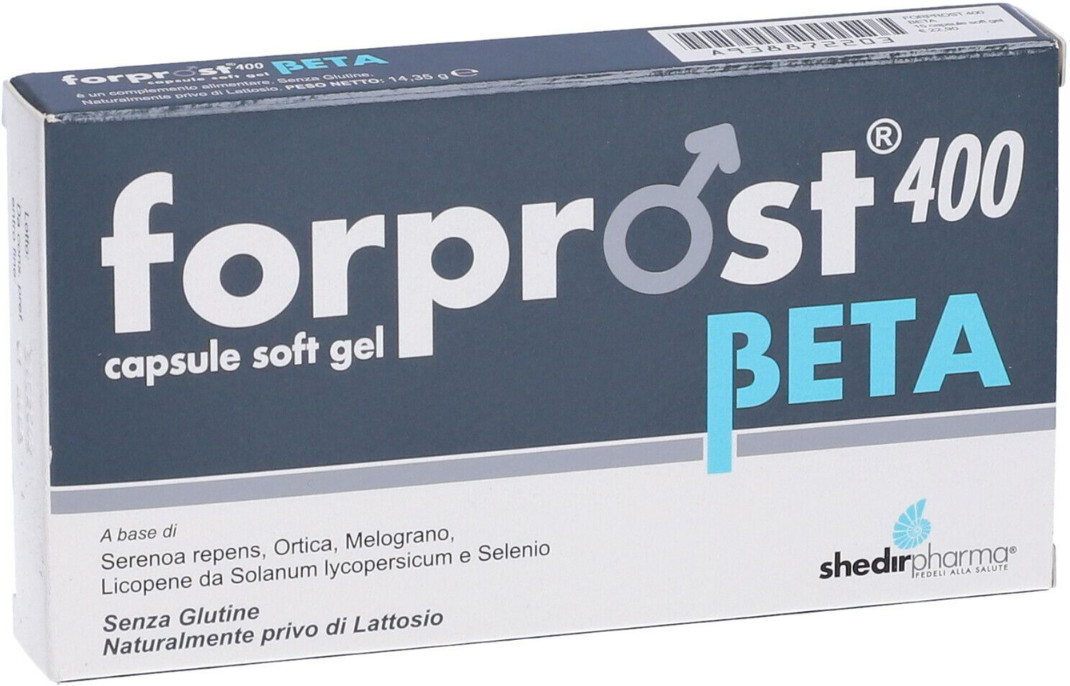 SHEDIR PHARMA Srl Unipersonale Forprost 400 Beta Capsule – Integratore Prostata, Serenoa Repens, 15 Capsule Soft Gel, Selenio