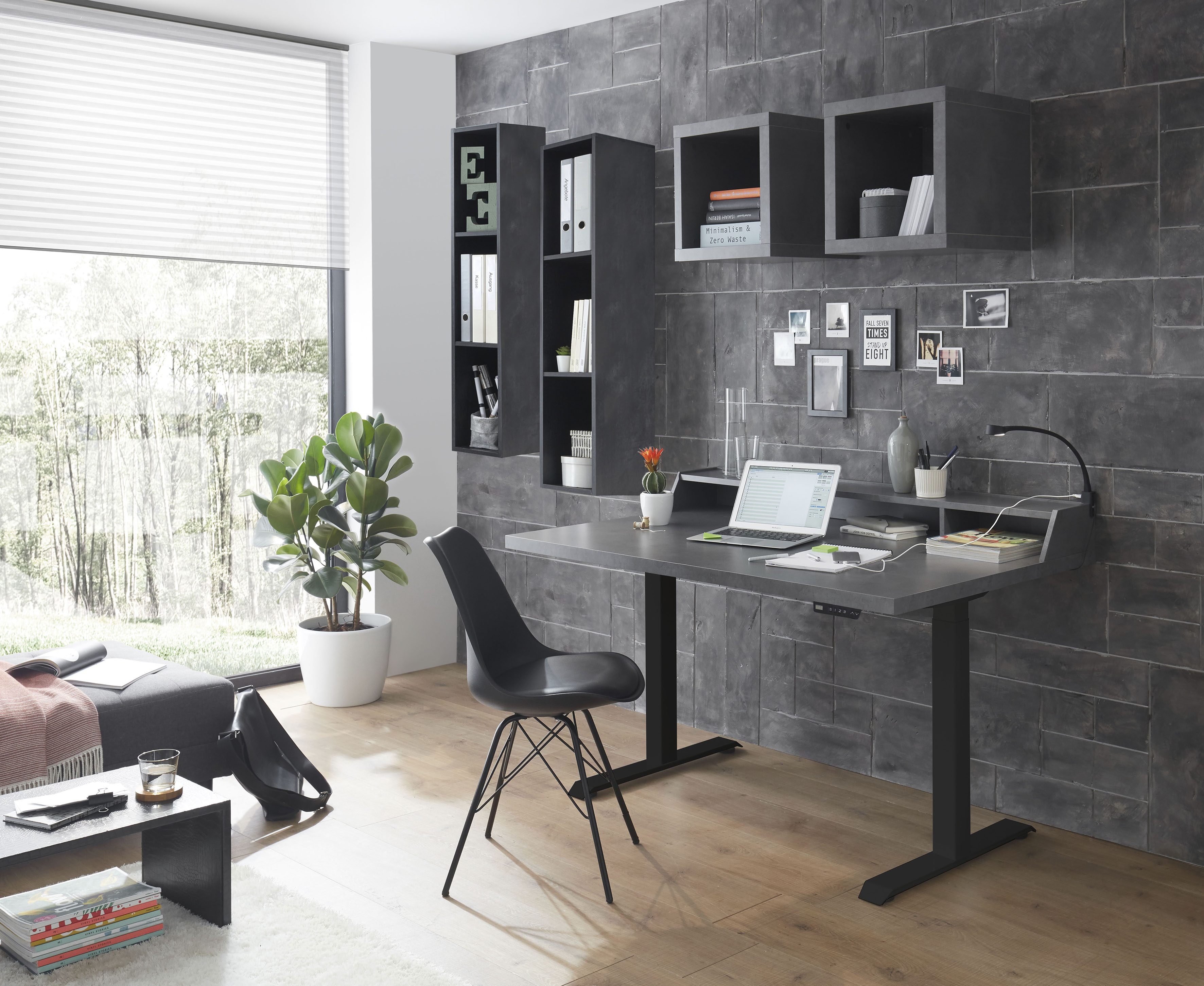 Mäusbacher "Big System Office, Arbeitstisch, Bürotisch" Breite 120 cm, elektrisch höhenverstellbar, graphit