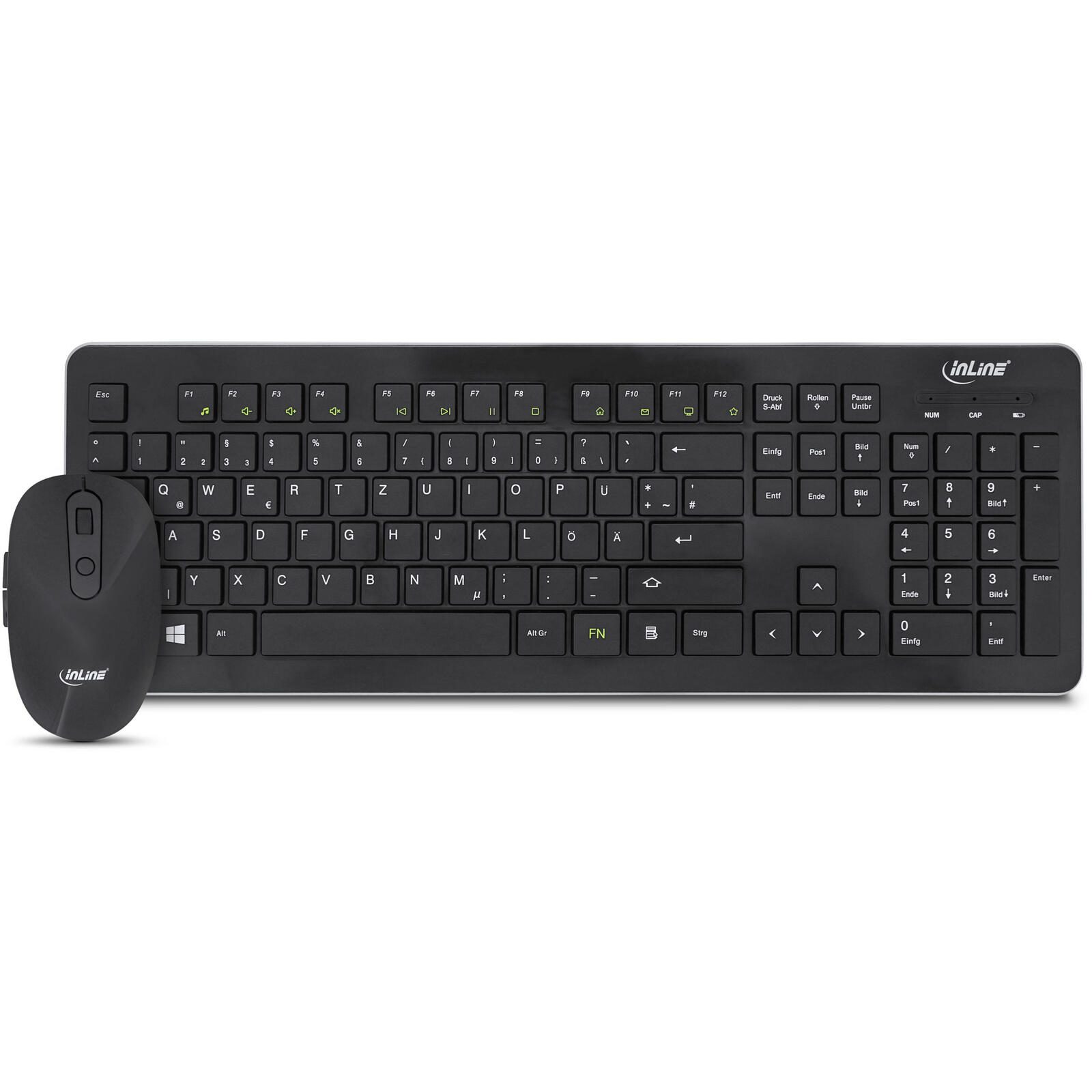 InLine® InLine Design Desktop, kabelloses Tastatur-Maus Set, schwarz 55368A