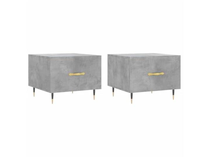 Favemtsl Couchtisch 2er Set Betongrau 50x50x40 cm mit Schublade Elegantes 2er-Set Beistelltische mit Schublade in Betongrau für Wohnzimmer und Schlafzimmer, stabile Eisenbeine.
