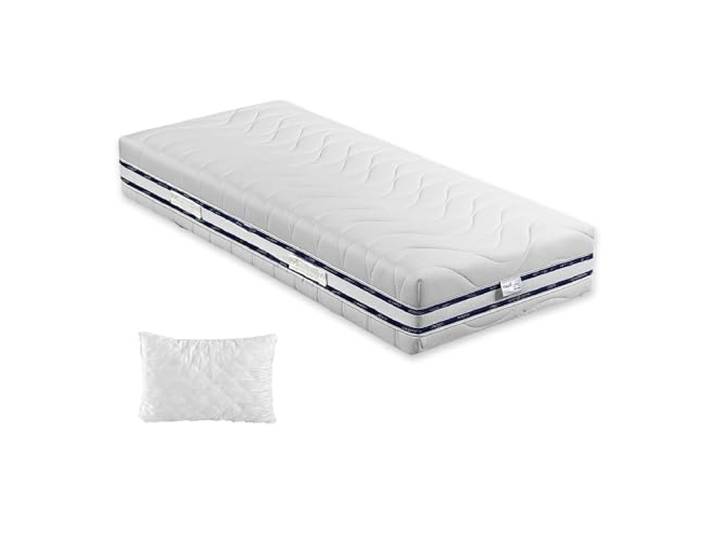 Matratze 90 x 200 cm, Taschenfederkern und 7 Zonen, Matratze 800 unabhängige Federn, halbstarr, gesteppter Stoff, abziehbar, medizinisches Kissen mit Memory-Schaumstoff Promo – MED3.1 H24