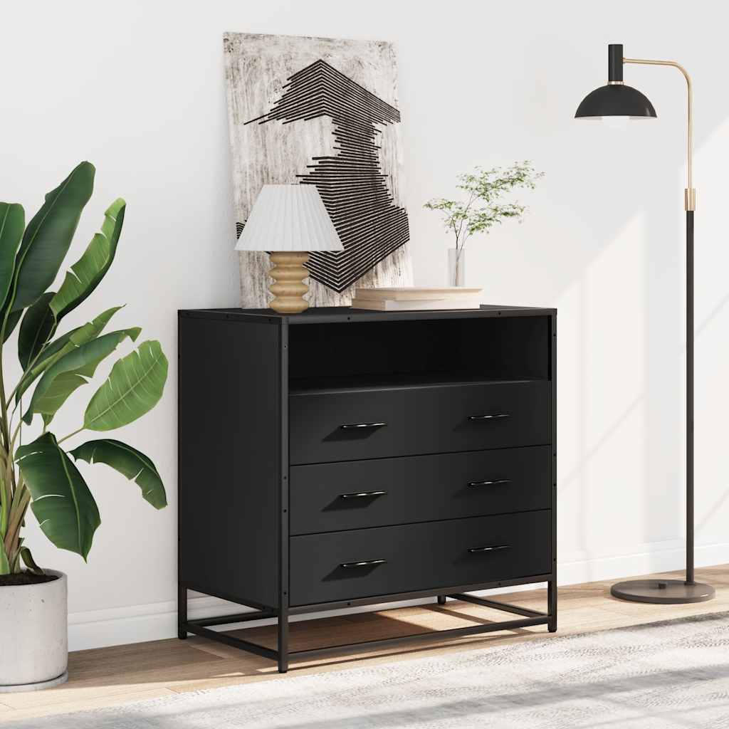 vidaXL Commode noir 70x41x70 cm bois d'ingénierie