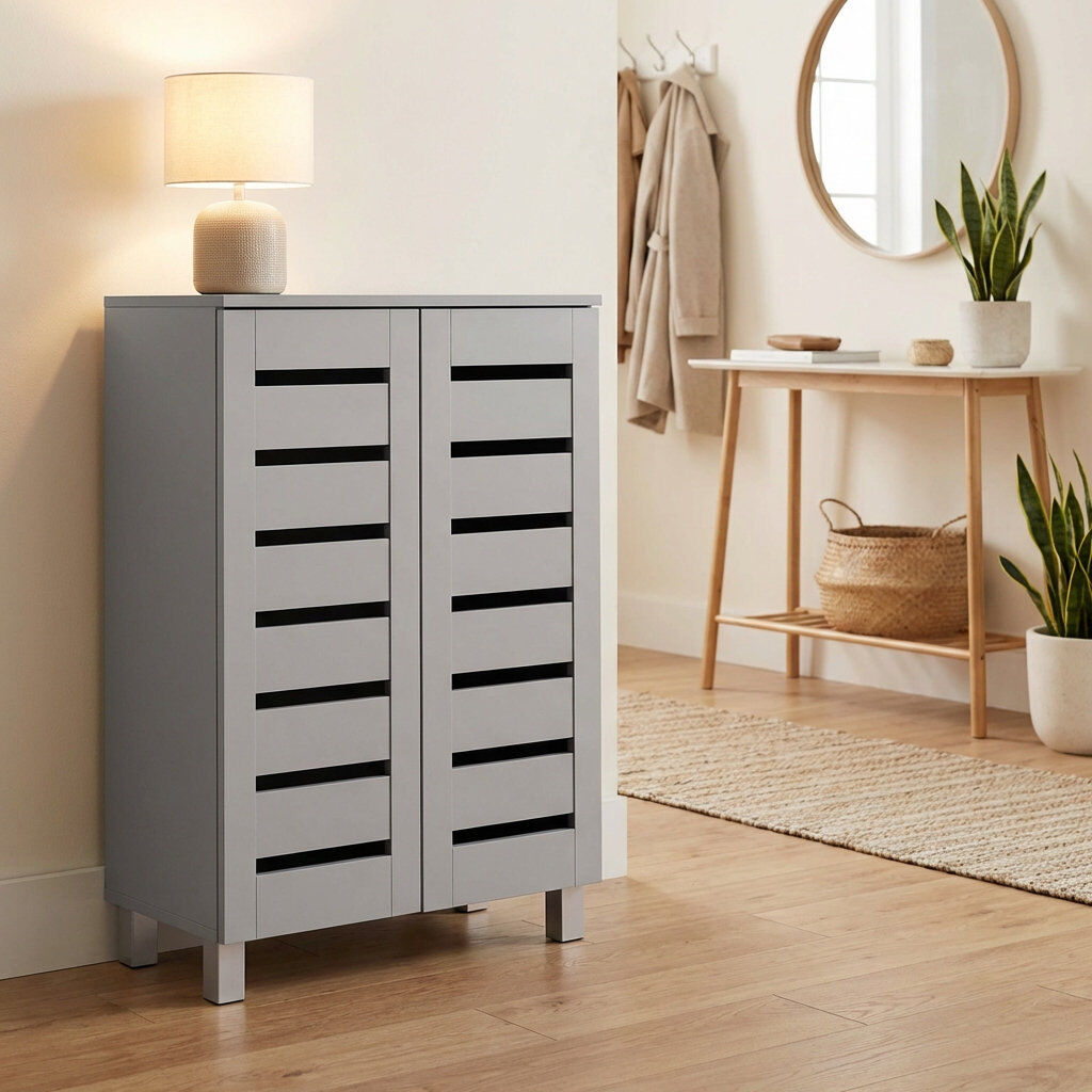 Brambly Cottage Euston 10 Pair Shoe Storage Cabinet Grey 10