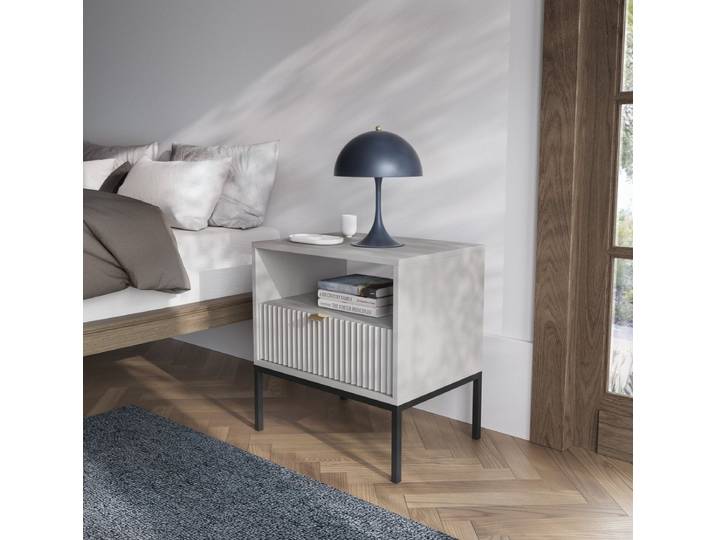 Designer Nachttisch Verilo - Grau - Schwarz - Luxusbetten24