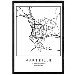 POSTER Marseille Nordischen Stil A4 Rahmenlos