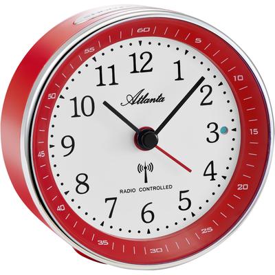 Funkwecker ATLANTA, silber (rot, silberfarben), Wecker, Funkwecker, ideal für Reisen, Geschenkidee, Beleuchtung, Weckwiederholung, analog