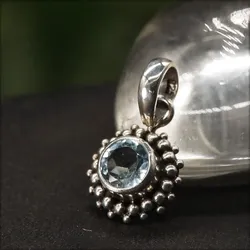 Drachensilber Blauer Topas Edelstein Anhänger Silber 925 - Silber;Blau