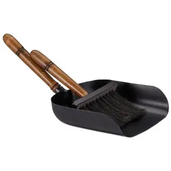Relaxdays Kehrgarnitur für den Kamin Braun,Schwarz