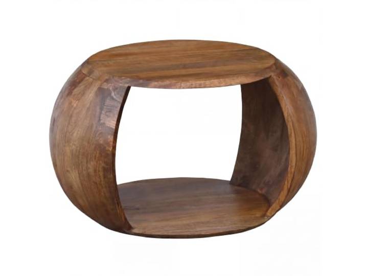 FineBuy Couchtisch Rund 60x46x36 cm Mango Massivholz, Ablagefach Wohnzimmertisch im zeitlosen Look, Sofatisch aus Echtholz, handgefertigt, kleine Abweichungen möglich