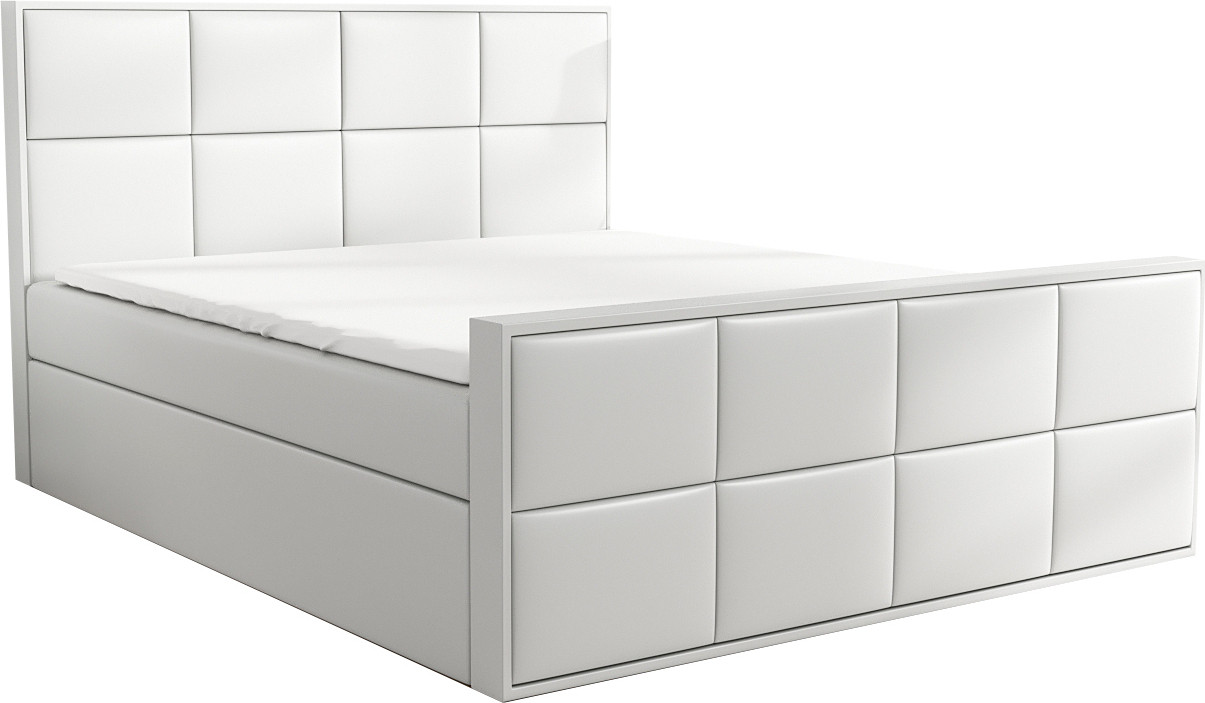 Mebloland Boxspringbed OMAR 140x200 met 2 lades, Bonell-matras, topper en hoofdbord