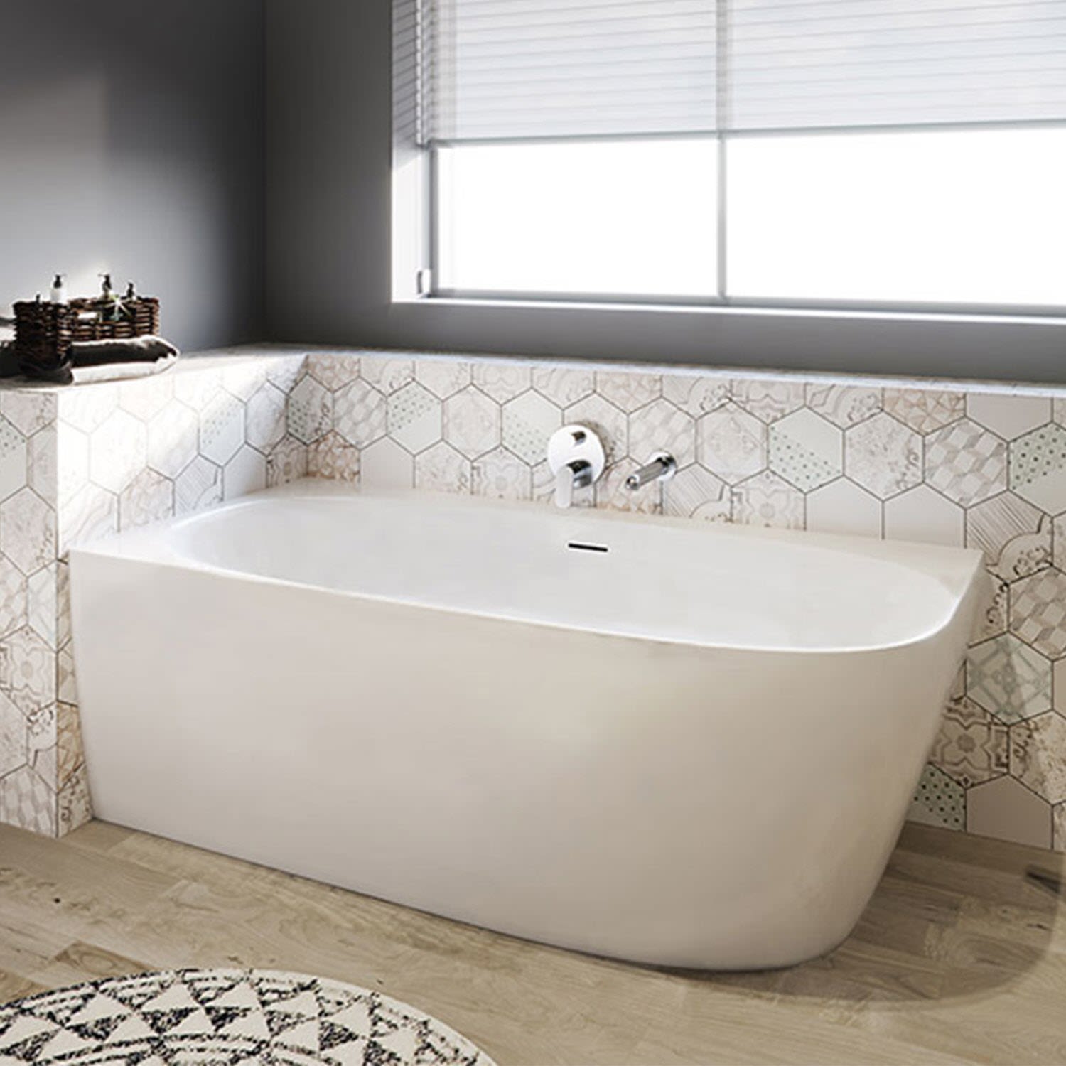 Megabad Profi Collection Megabad Home Eck-Badewanne 170 x 80 cm, Version rechts, Badewannen, BD097001105, weiß seidenmatt